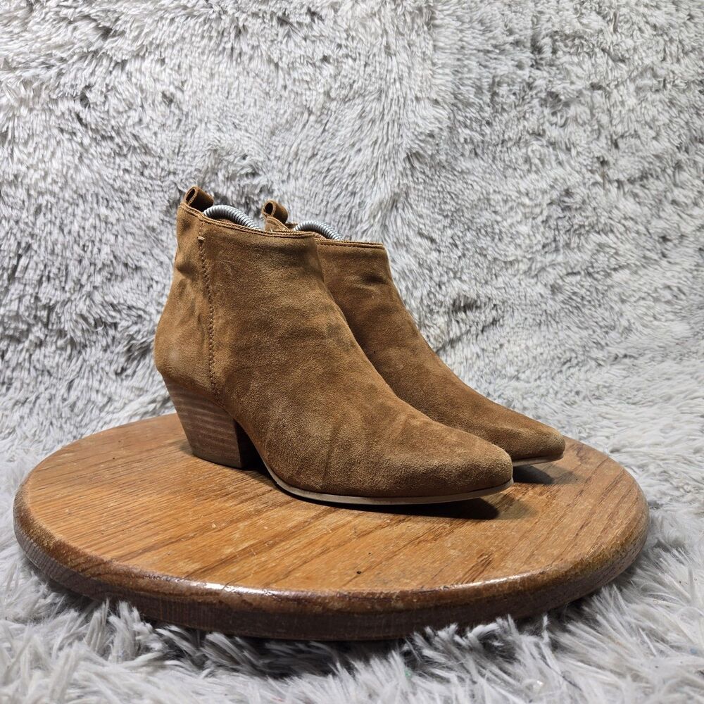 Dolce Vita Pearse Ankle Booties Saddle Women Sz 7 Brown Suede Side Zip Up Boots